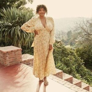 Doen Charleston Dress in Tasha Garden Print Yellow Floral Size XL